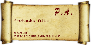 Prohaska Aliz névjegykártya